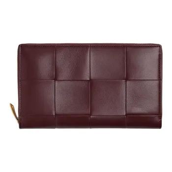 Bottega Veneta CASSETTE Lambskin Wallet Women's Madder Brown & Rosewood