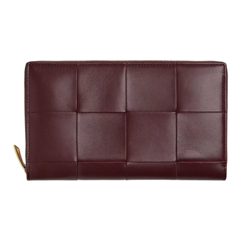 Bottega Veneta CASSETTE Lambskin Wallet Women's Madder Brown & Rosewood-0