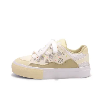 SNXR Anti Slip Wear Resistant Low Top Skateboard Shoes Women's Cream Donut