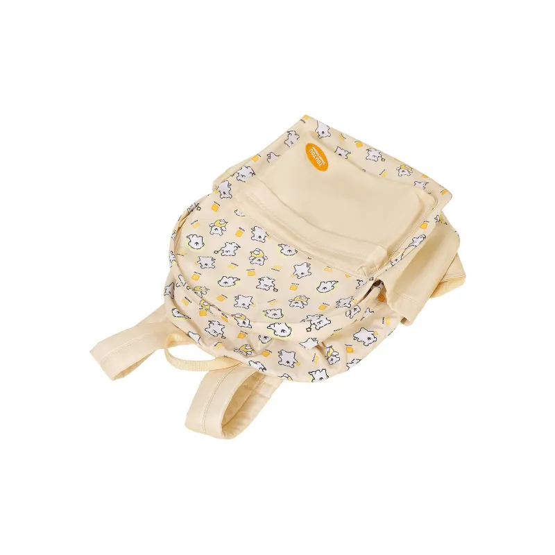 TOUTOU Maltese Collaboration Fabric Backpack Large Size Women's Cream Yellow/Sea Salt Blue-4