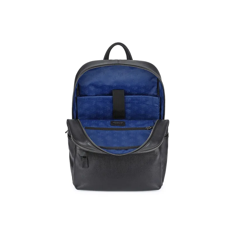 GOLDLION Cow Leather Fabric Synthetic Leather Backpack Large Size Men's Black-4