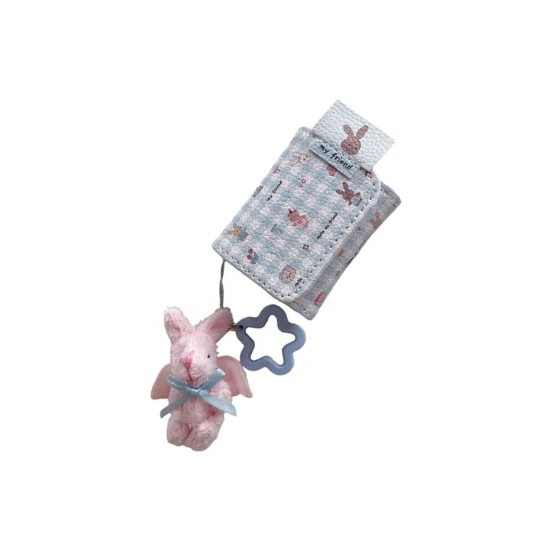 Baohuguang Compatible With AirPods 1/2/3 Leather Ins Korean Style Plaid Tulip Rabbit Impact Resistant Headphone Cases-7