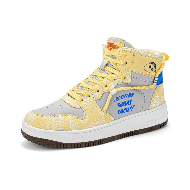Crayon Shinchan Slip Resistant Coverage High Top Skateboard Shoes-8