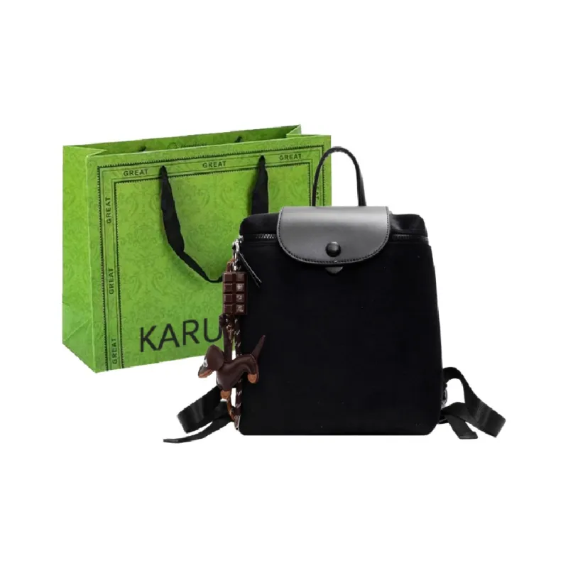 KARUISHA Leather Velvet Backpack Regular Women's Multicolor-8