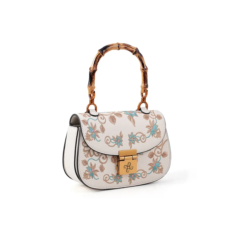 Vigno Synthetic Leather Handbag, One Shoulder, Crossbody Bag Women's Ecru-2