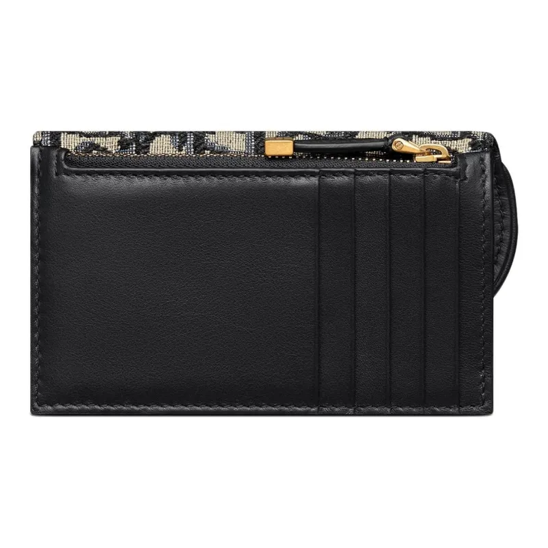 DIOR Jacquard Fabric Card Holder Women's Blue/Beige-2
