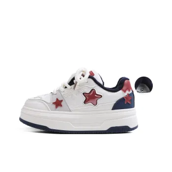 RENBEN Warm And Wear Resistant Low Top Skateboard Shoes Women's White Dark Blue