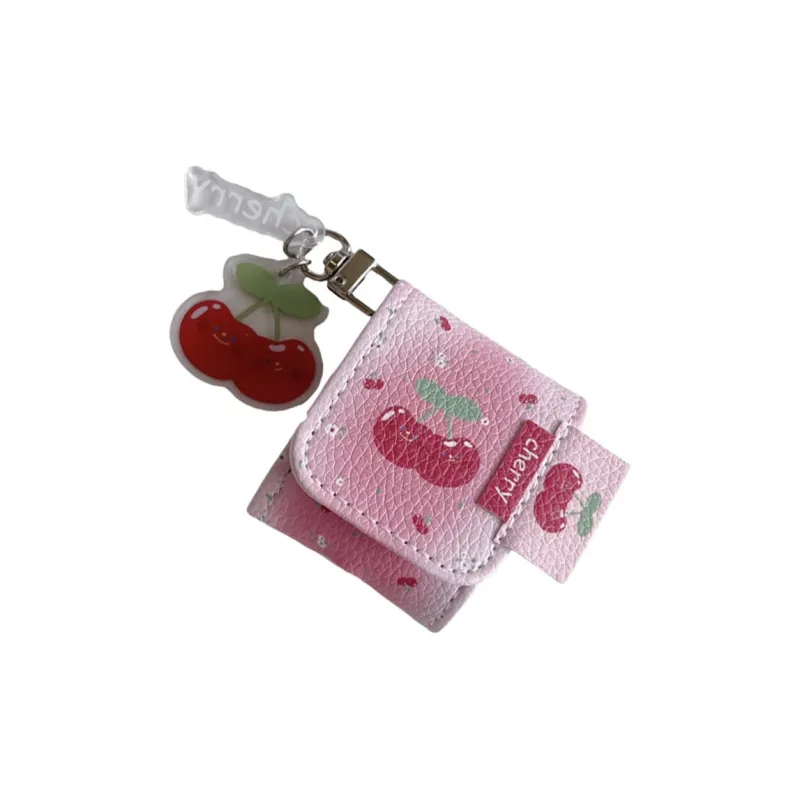 Baohuguang Compatible With AirPods 2/Pro/Pro 2 Leather Ins Refreshing Leather Cherry Fully Enclosed Headphone Cases-1