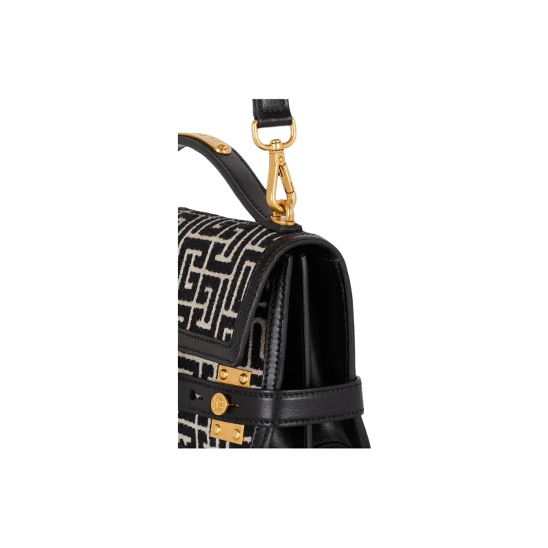 BALMAIN B-BUZZ Cotton One Shoulder Handbag Crossbody Bag Women's Black-5