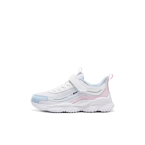 XTEP Anti Slip Wear Resistant Low Top Kids' Running Shoes Xtep White Microwave Blue Teenagers