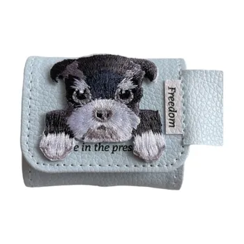 Baohuguang Compatible With AirPods Pro/3/2 Leather Ins Cute Leather Embroidered Puppy Impact Resistant Headphone Cases