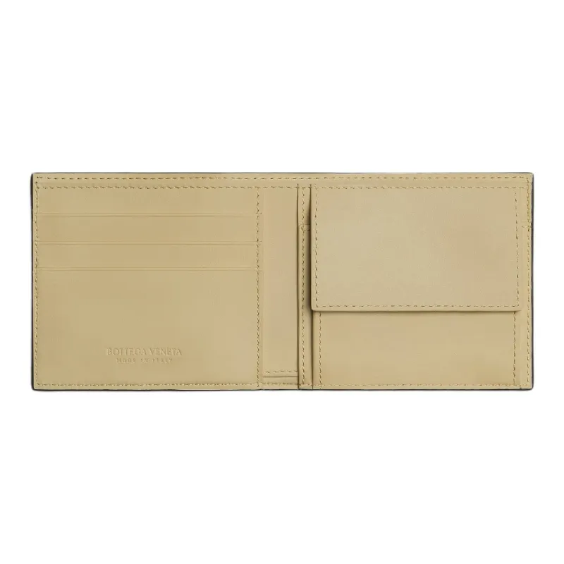 Bottega Veneta Calfskin Wallet Men's Black With Light Cream Candy-1