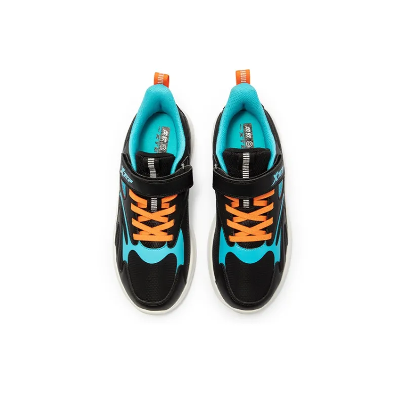 XTEP Anti Slip Wear Resistant Low Top Kids' Running Shoes Black Pure Blue Kids'-2