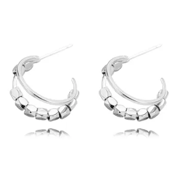 Muyan Alloy Silver Hoop Earrings Women's