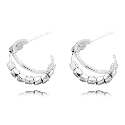 Muyan Alloy Silver Hoop Earrings Women's-0