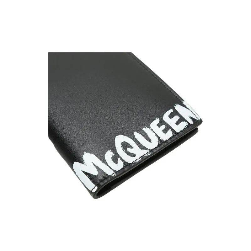 Alexander McQueen Leather Card Clip Card Holder Men's Black-5
