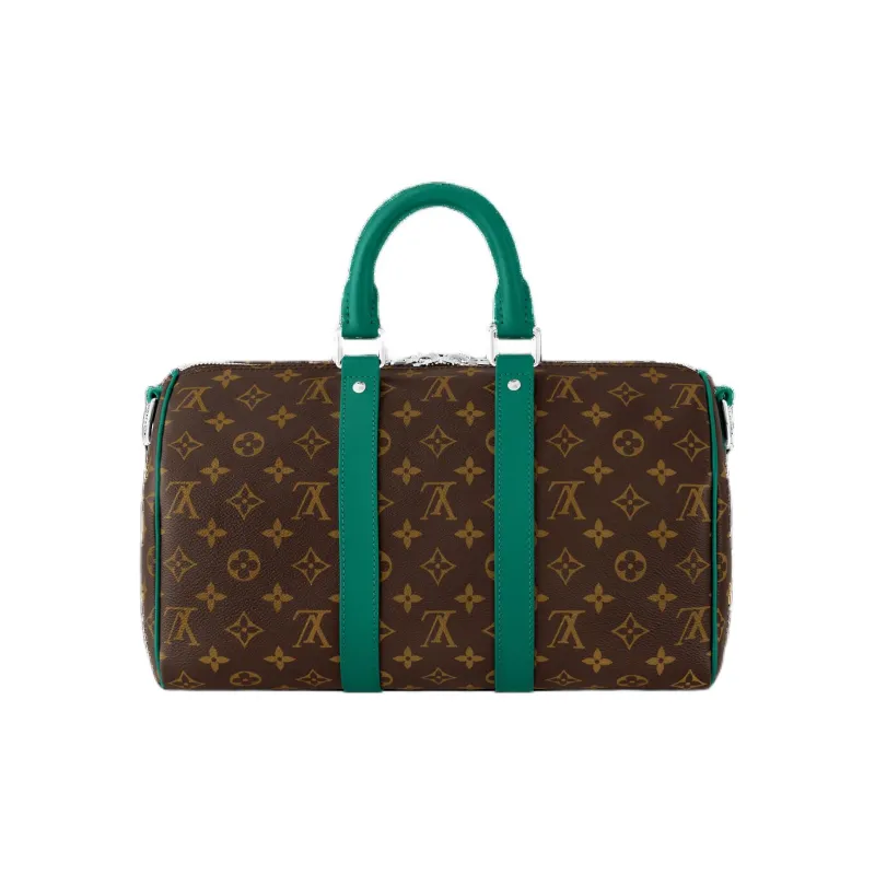 LOUIS VUITTON Monogram Macassar Coated Canvas One Shoulder Crossbody Portable Travel Bag Men's Brown & Green-2