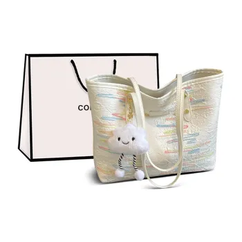 COMELY Fabric Tote Bag, Shopping Bag, Handbag, Shoulder Bag Medium Size Women's Ecru