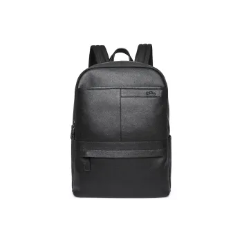 GOLDLION Cow Leather Fabric Synthetic Leather Backpack Large Size Men's Black