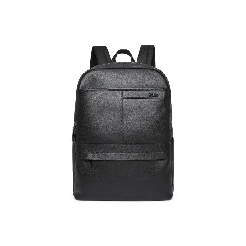 GOLDLION Cow Leather Fabric Synthetic Leather Backpack Large Size Men's Black-0