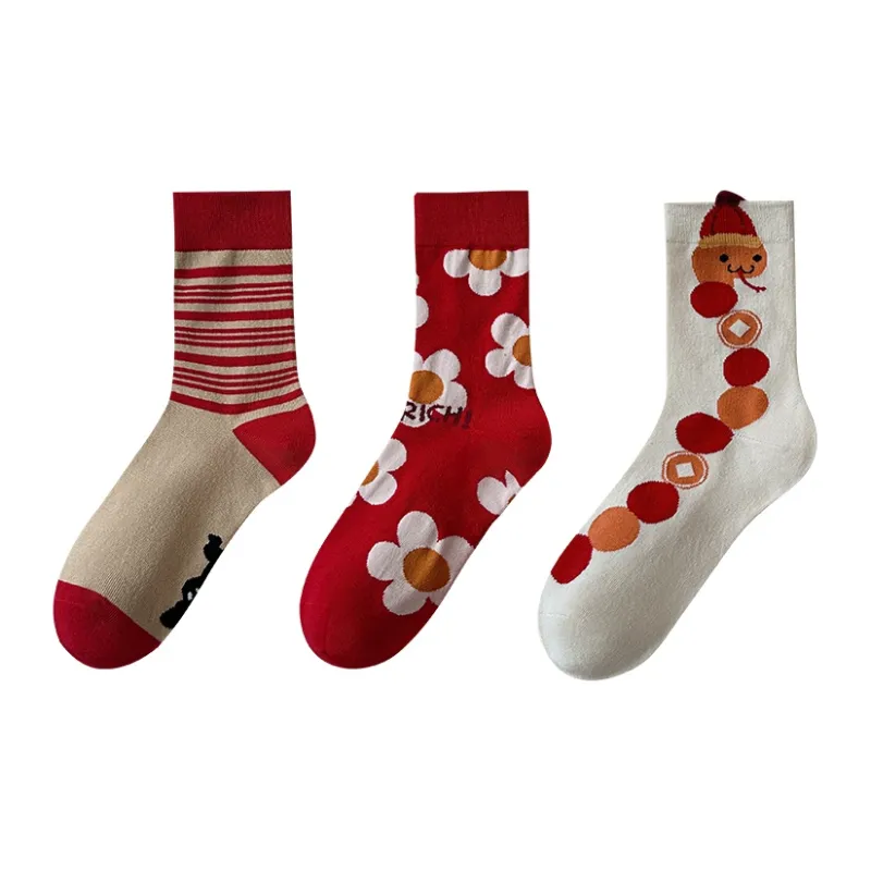 Lan Miao Mid Calf Socks Women's Combo Set-5