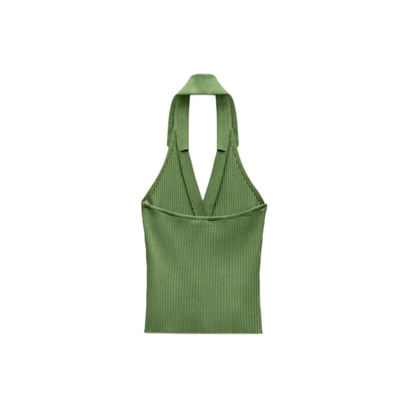ZARA Tank Tops Women's Green-1
