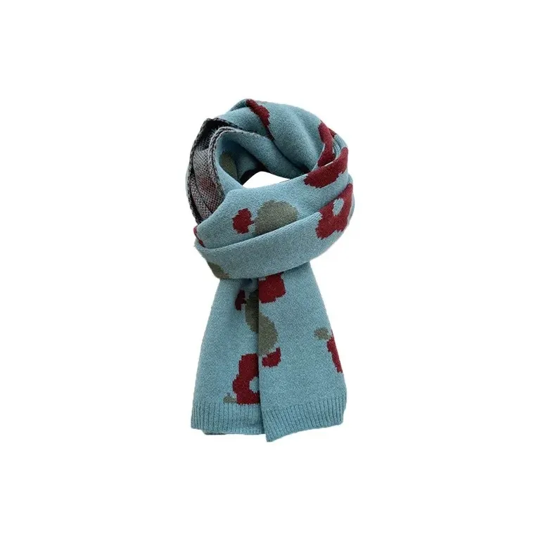 PISHUSHU Polyester Knit Scarves Unisex Beige Burgundy Blue Gray-4