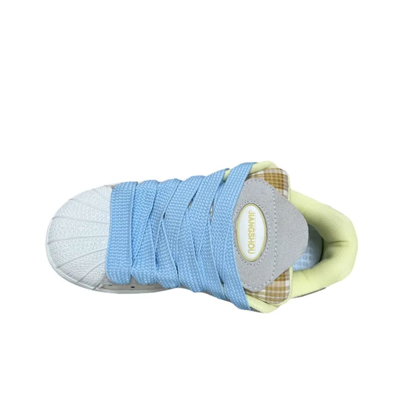 JIANGSHOU Lightweight Wear Resistant And Slip Resistant Low Top Skateboard Shoes Women's Beige Brown-5
