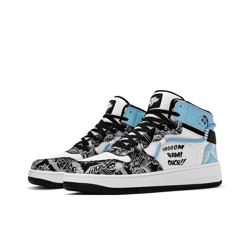 Crayon Shinchan Slip Resistant Coverage High Top Skateboard Shoes-17