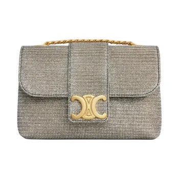 CELINE Victoire Bright Fabric Crossbody Bag, Shoulder Bag Mini Women's Gold