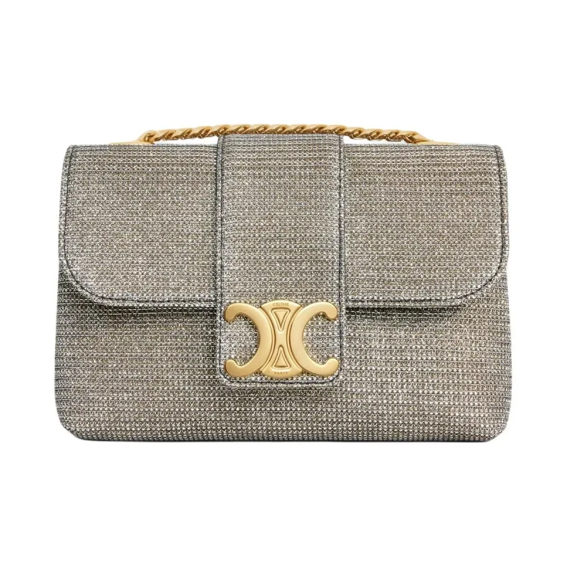 CELINE Victoire Bright Fabric Crossbody Bag, Shoulder Bag Mini Women's Gold-0