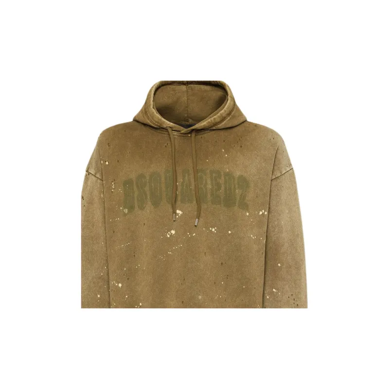DSQUARED 2 Paint Splatter Detailed Drawstring Hoodie-4