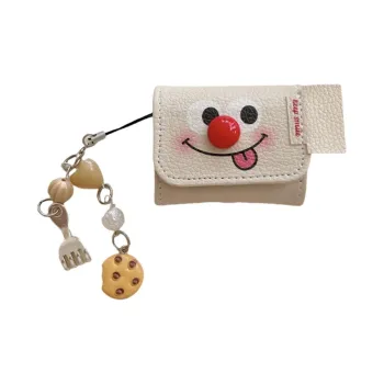 Baohuguang Compatible With AirPods Pro/3/2 Leather NS Cute Leather Red Nose Expression Headphone Cases