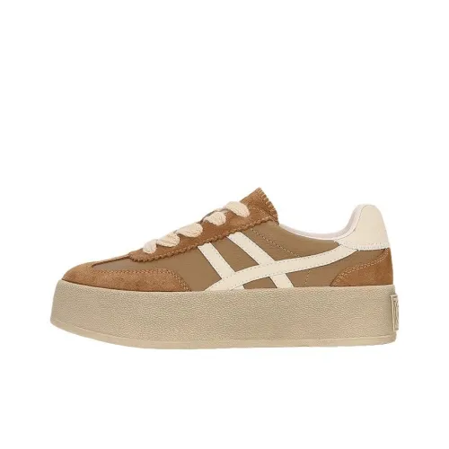 KATHRYN WILSON Anti Slip Wear Resistant Low Top Skateboard Shoes Women's Camel