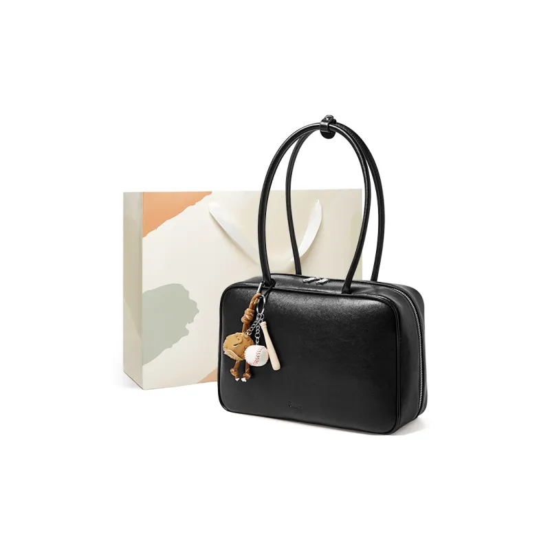 15 MINS Synthetic Leather Shoulder Bag Handbag Shoulder Bag Large Size Women's Brown/Black-5