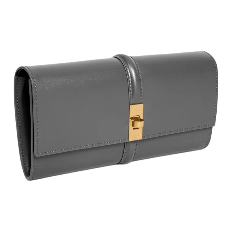 CELINE 16 Calfskin Wallet Large Size Women's Gray-1