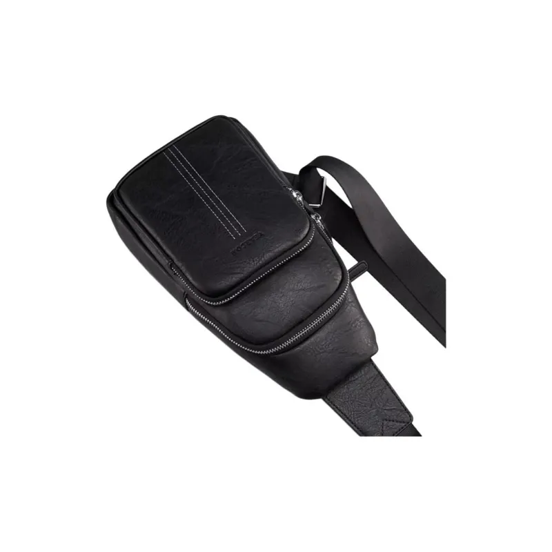 YEARCON Synthetic Leather One Shoulder Crossbody Sling Bags Medium Size Men's Black-2