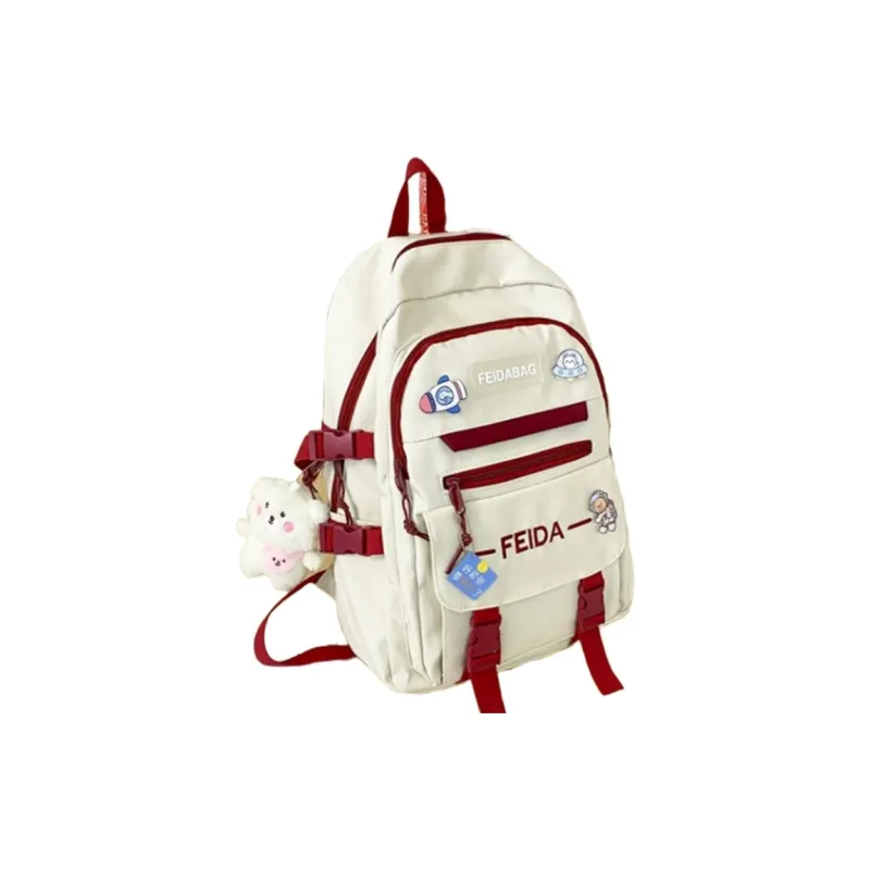 Tonlion Nylon Backpack Regular Unisex White/Black-1