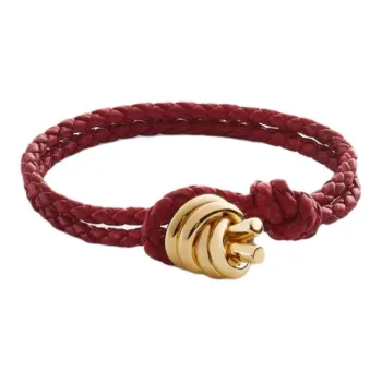 Bottega Veneta Leather, 18K Gold Plated, Sterling Silver, Lambskin Bracelets Women's Red