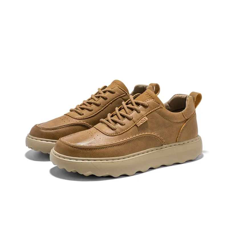 AOKANG Maillard Style Series Work Boots Men Low Top Yellow Brown/Black-0