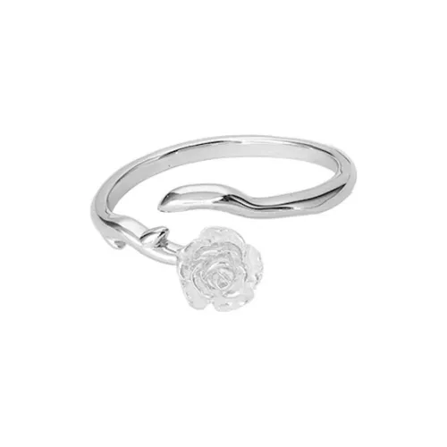 Floating Joy 925 Sterling Silver Rings Unisex Romantic Peach Blossom