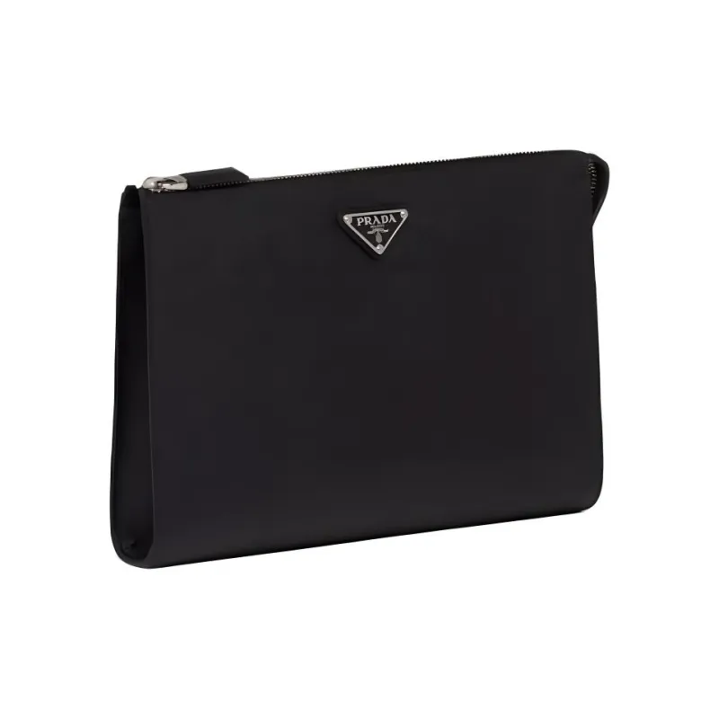 PRADA Saffiano Leather Clutch Men's Black-1