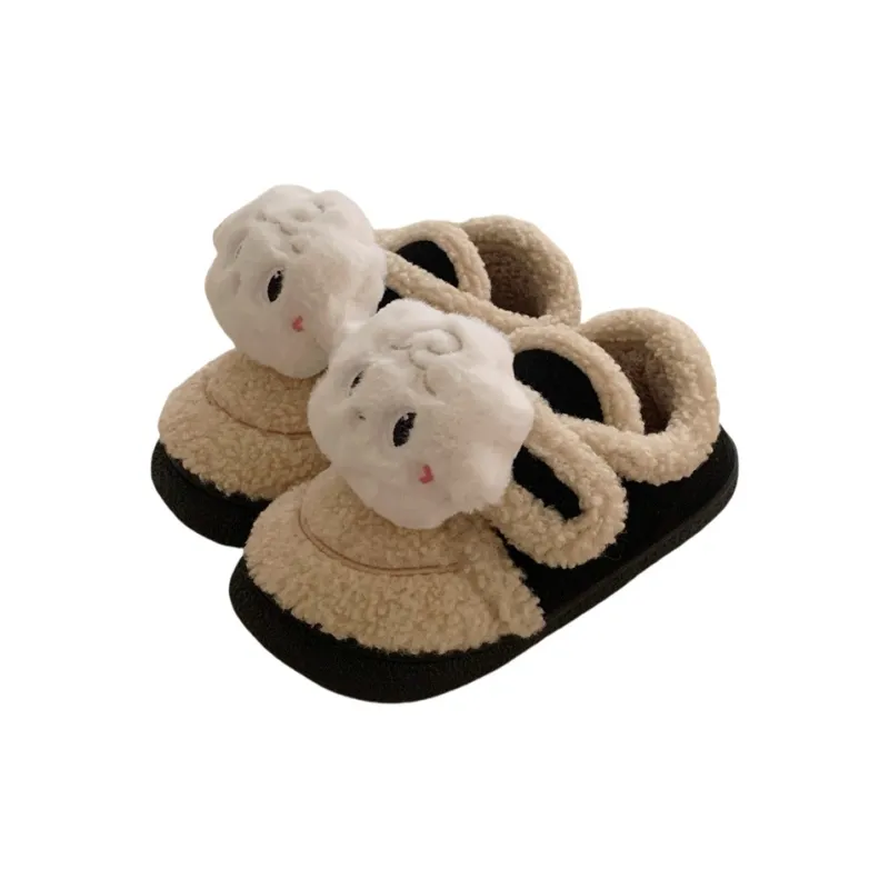 Thin Strips Cotton Home Slippers Women's, Light Brown-11