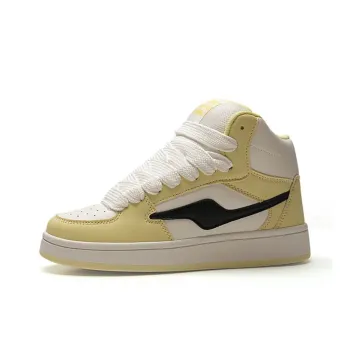 ABCYLM Wide Coverage Cushioning Impact Resistance Lightweight High Top Skateboard Shoes Women's White Yellow