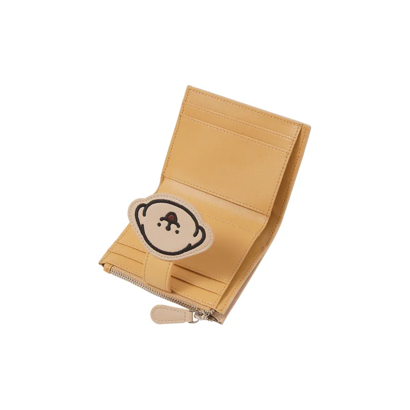 TOUTOU Maltese Collaboration Cow Leather Wallet Regular Women's Strawberry Pink/Milk Tea Apricot-4