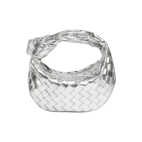 Bottega Veneta Lambskin Handbag Mini Women's Silver