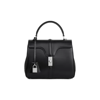 CELINE Calfskin Shoulder Bag, Crossbody Bag, Handbag Small Size Women's Black