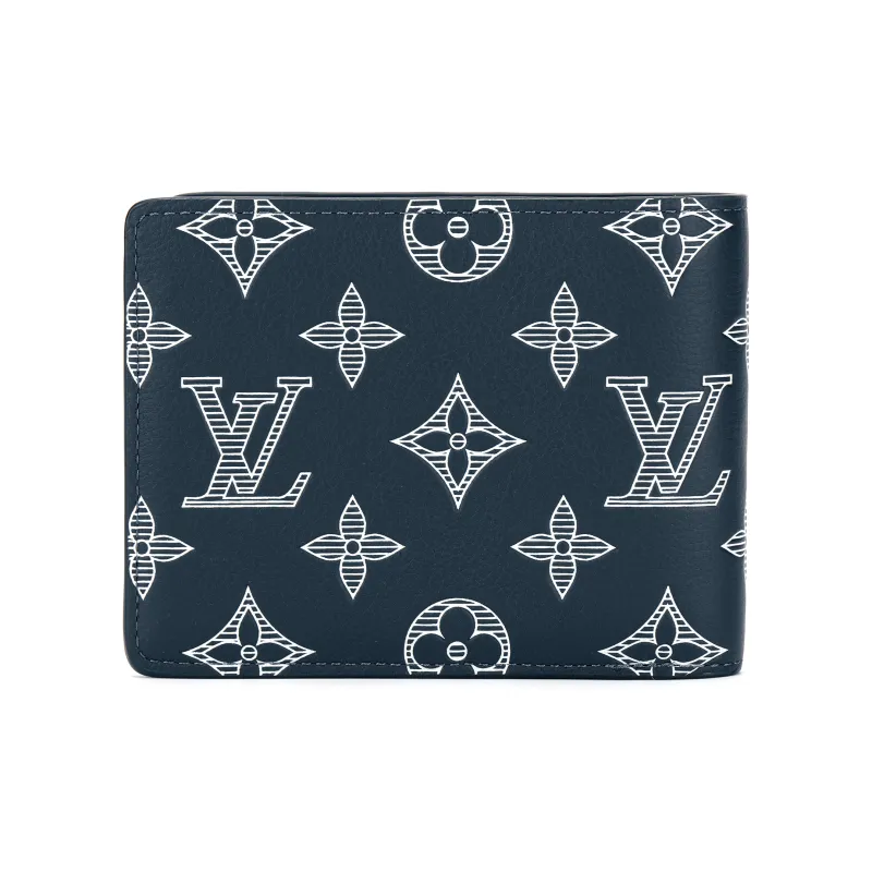 LOUIS VUITTON Multiple Wallet Monogram Shadow Ink Blue/White-3