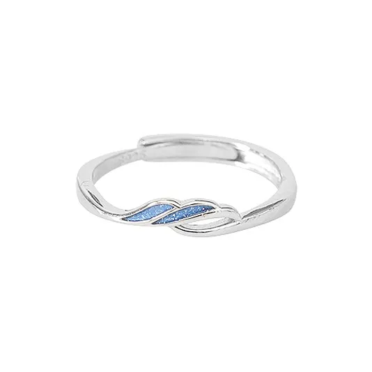 Floating Joy 925 Sterling Silver Oil Drip Rings Unisex Niche Trendy-0