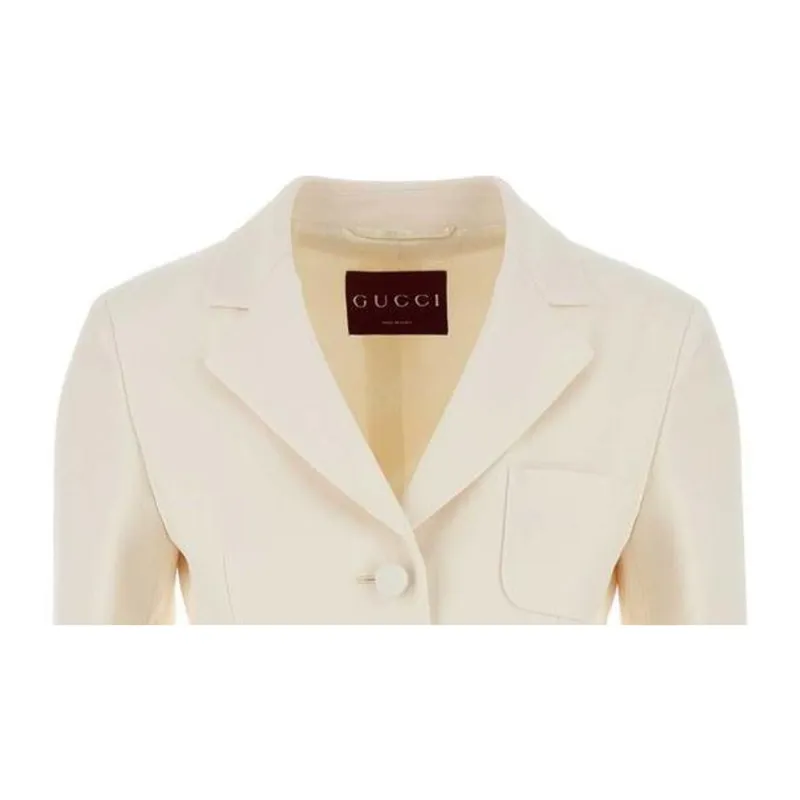 GUCCI Logo Plaque Belted Blazer-2